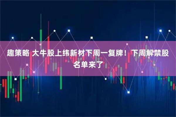 趣策略 大牛股上纬新材下周一复牌！下周解禁股名单来了